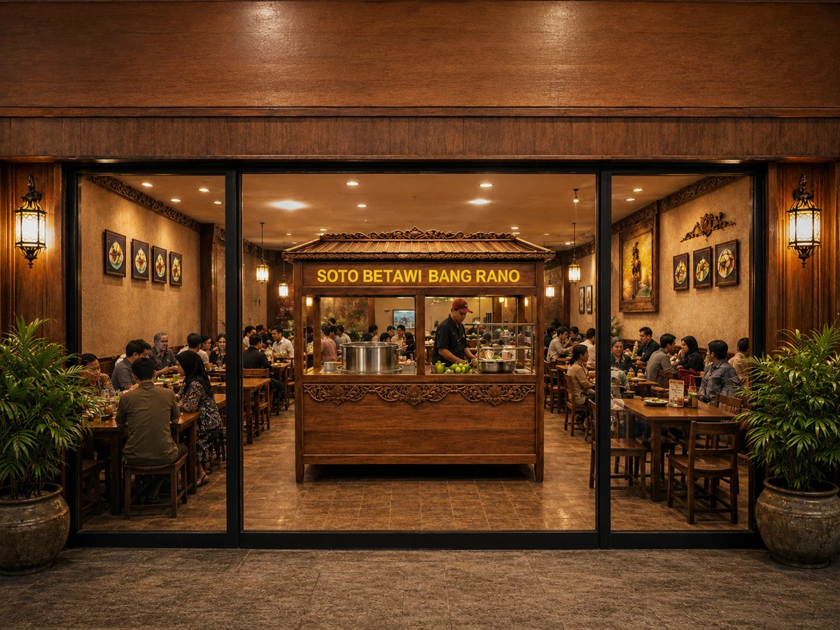 Konsep kedai Soto Betawi Bang Rano